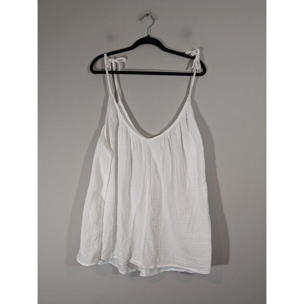 NWT Old Navy Top Women Plus 4x White Sleeveless Tie‎ Straps Cotton Tank